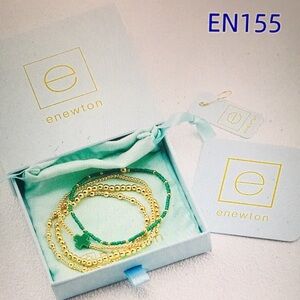 Newton Gold and Green Beaded Bracelet Set